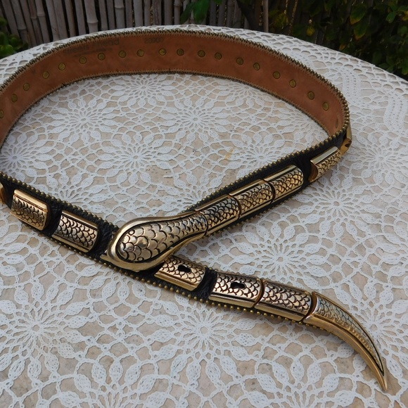 Streets Ahead Santa Monica Accessories - Streets Ahead Santa Monica Black Gold Snake Belt M
